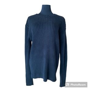 Vintage 90s Y2K Style Club Monaco Cotton Long Sleeve Crewneck Black Knitwear S/M